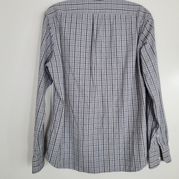 J. Crew Mens Large Blue White Plaid Check Long‎ Sleeve Button Down Shirt Cotton - Picture 3 of 14